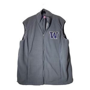 UW University of Washington Huskies Mens Fleece Vest Large Gray Gill Carl Banks